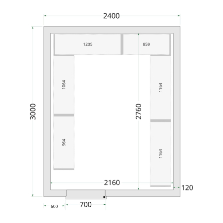 Panneaux de chambre cong&eacute;lation 120 mm CR 240x300x220 - TEFCOLD - 44158