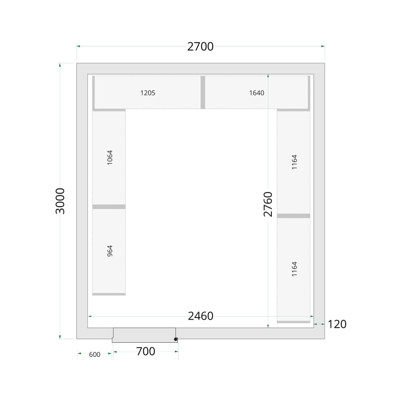 Panelen voor vriescel 120 mm CR 270x300x220 - TEFCOLD - 44160