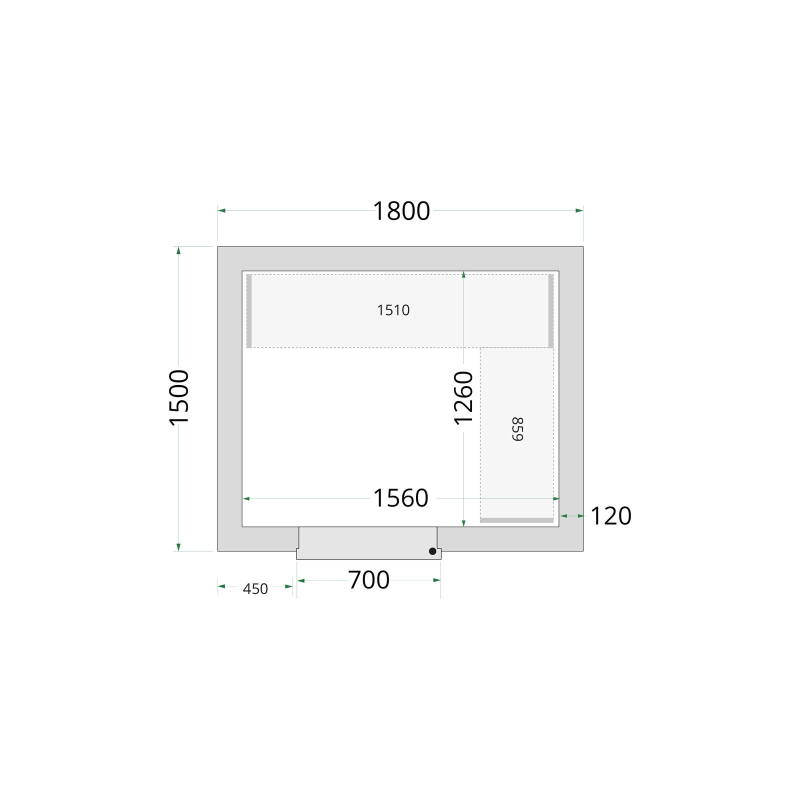 Panneaux de chambre cong&eacute;lation 120 mm CR 180x150x220 - TEFCOLD - 44363