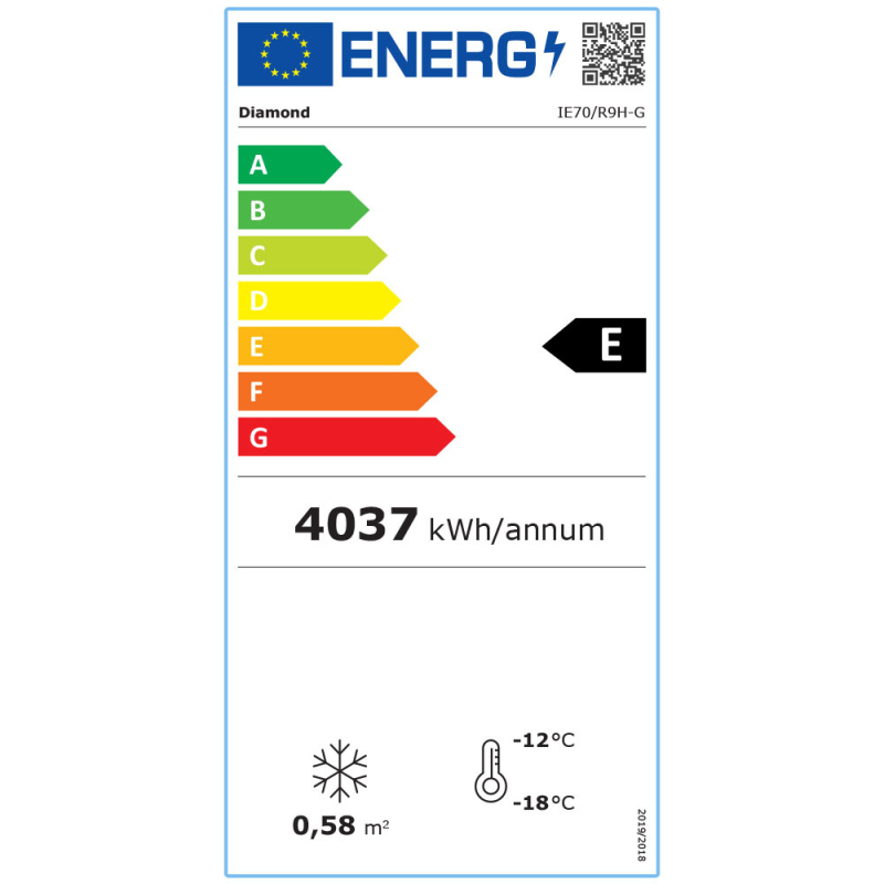 Vriescel met ventilatie 700 Lit. 1 glazen deur GN 2/1, op wielen - Diamond - IE70/R9H-G