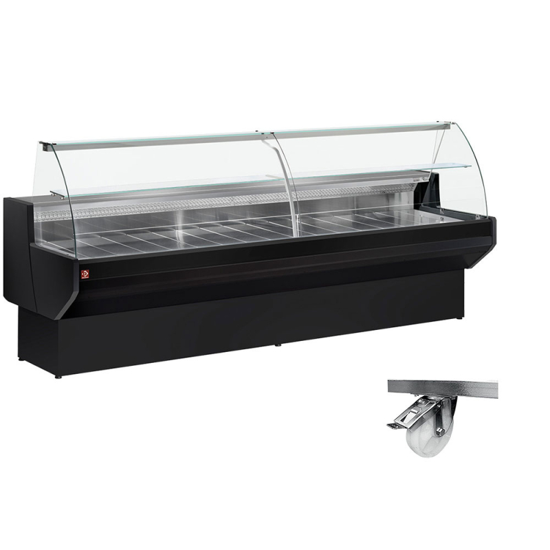Gekoelde toonbank met gebogen ruit, met reserve - ZWART + Optie: Chassis op 4 wielen waarvan 2 met remmen - Diamond - ML15