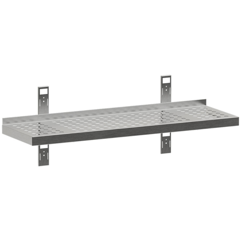 RVS wandplank met gaten, 2 beugels en 2 rails - Diamond - G103-SE3