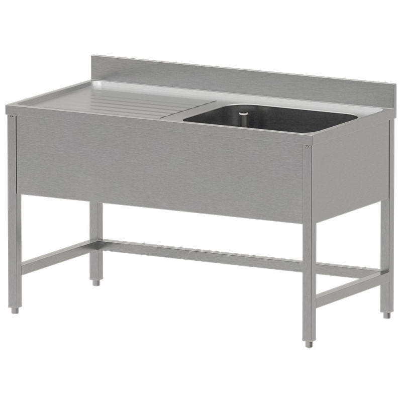 RVS Wasbak ECO 1 bak afvoerlade links, zonder onderblad - Diamond - WR-C1E1-DS4