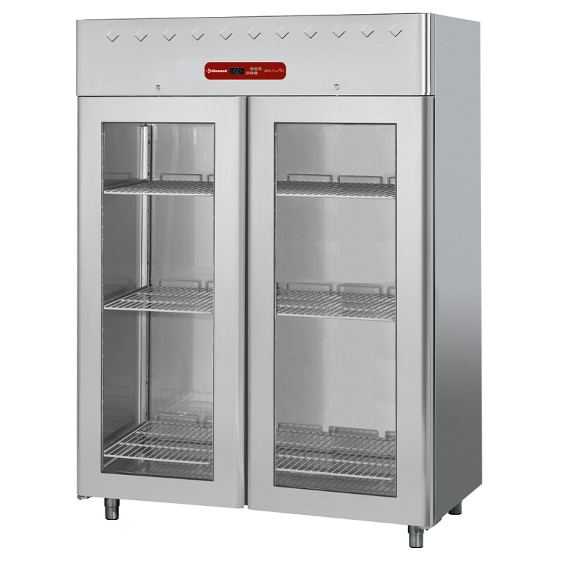Gekoelde kast 1400 liter ventilatie, 2 glazen deuren GN 2/1 - Diamond - AD2N/H2G-R2