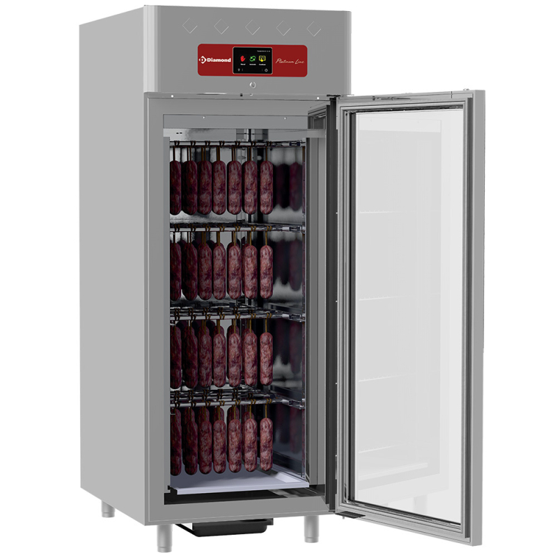 Rijpingskasten voor vlees en charcuterie 850 L ventilatie, 1 glazen deur, 20x GN 2/1 - Diamond - AL4S/FGS