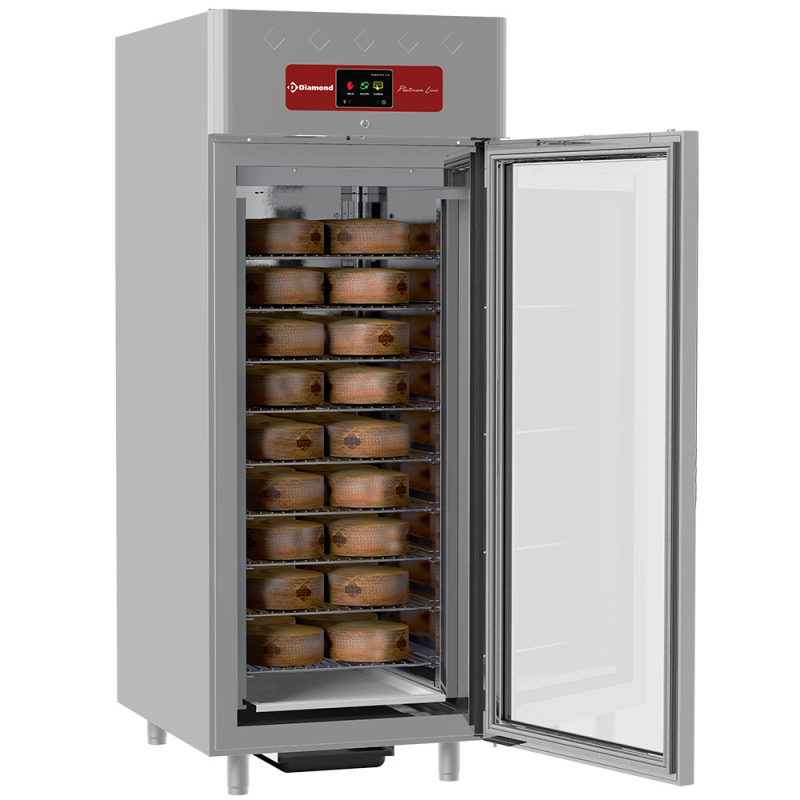 Gekoelde kast voor rijping en aging van kaas 850 L, geventileerd, 1 glazen deur, 20x GN 2/1 - Diamond - AL4S/FGF