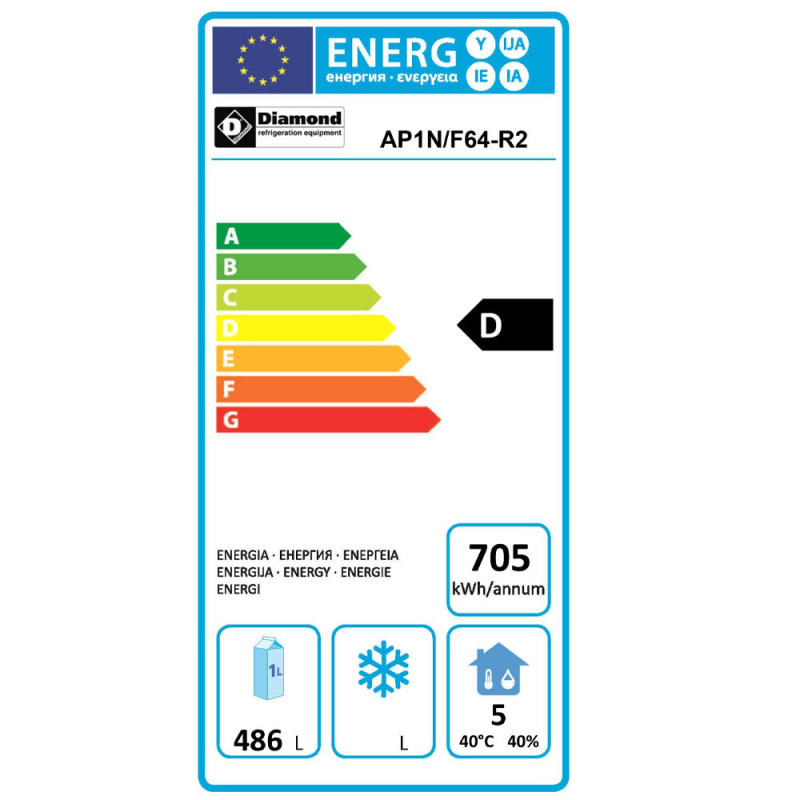 Gekoelde kast met ventilatie, 20x EN 600x400 - Diamond - AP1N/F64-R2