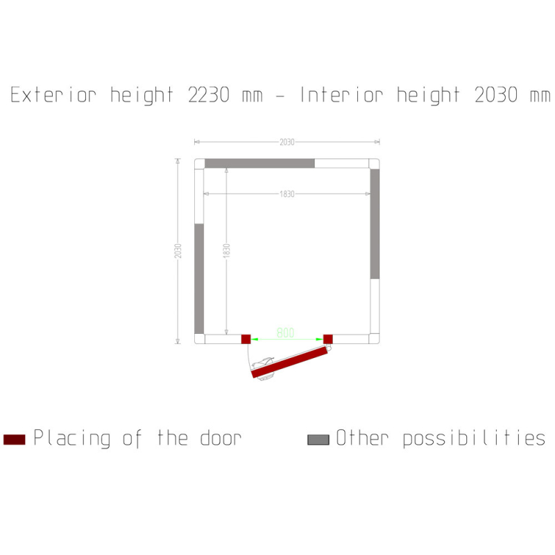 Koude kamer ISO 100, afm. int. 1830 x 1830 xh 2030 mm (6,8 m&sup3;) - Diamond - C65B/10BF