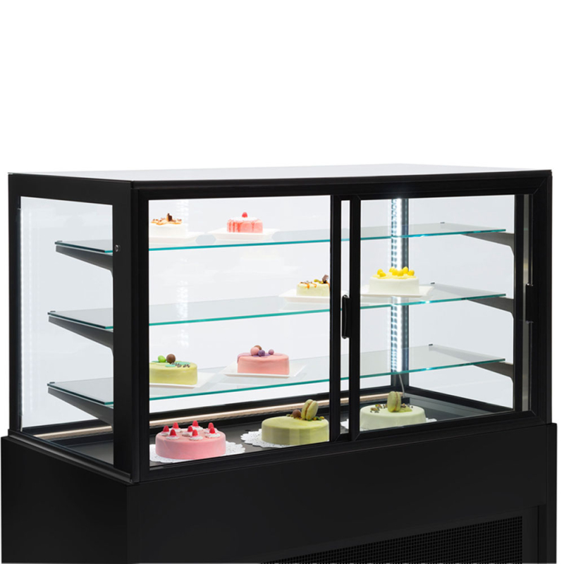 Panoramische vitrinetoonbank, geventileerd, 4 niveaus, zonder opslagruimte - ZWART - Diamond - CB10V-B9/P2