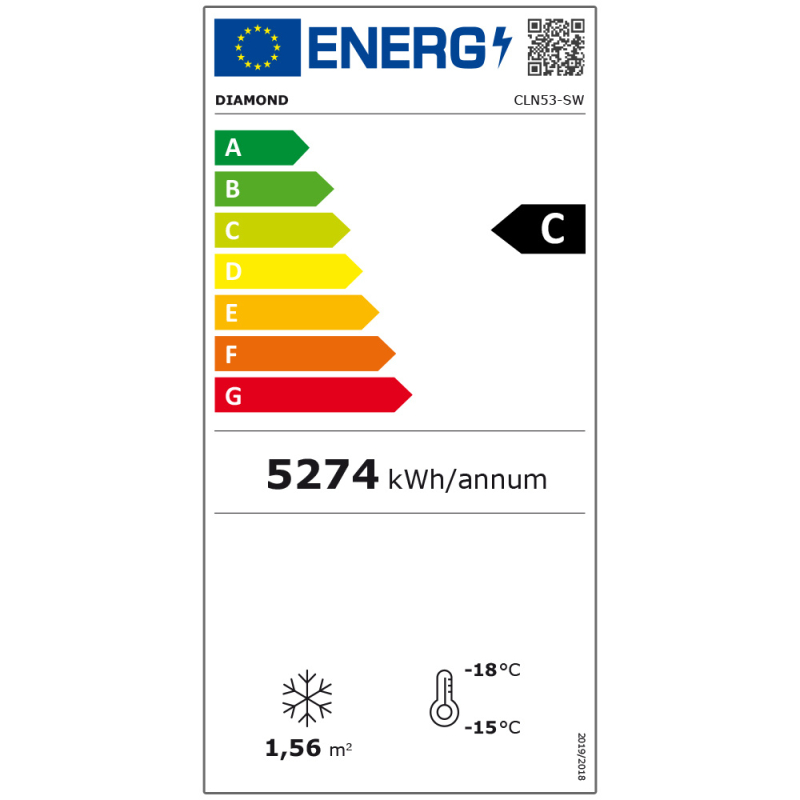 Vitrine ventil&eacute;e n&eacute;gative vitr&eacute;e 496 litres - 6 niveaux avec caisson lumineux - BLANCHE - Diamond - CLN53-SW