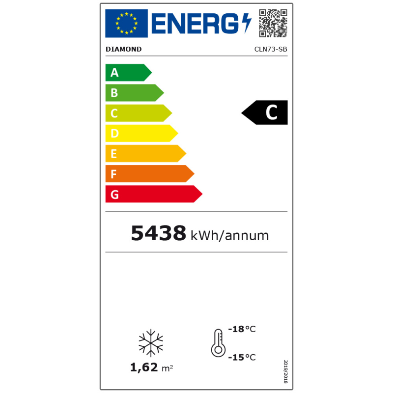 Vitrine ventil&eacute;e n&eacute;gative vitr&eacute;e 646 litres - 6 niveaux avec caisson lumineux - NOIRE - Diamond - CLN73-SB