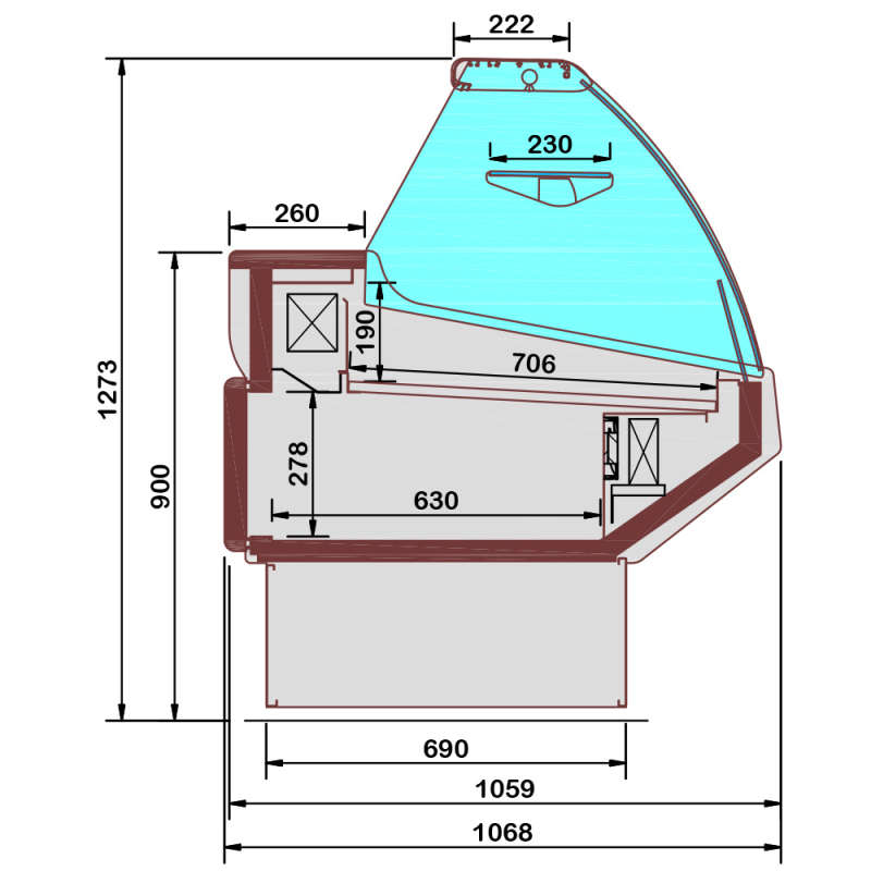 Gekoelde toonbank, met reserve, gewelfd glas - Frontal WIT - Diamond - CMN30-V3