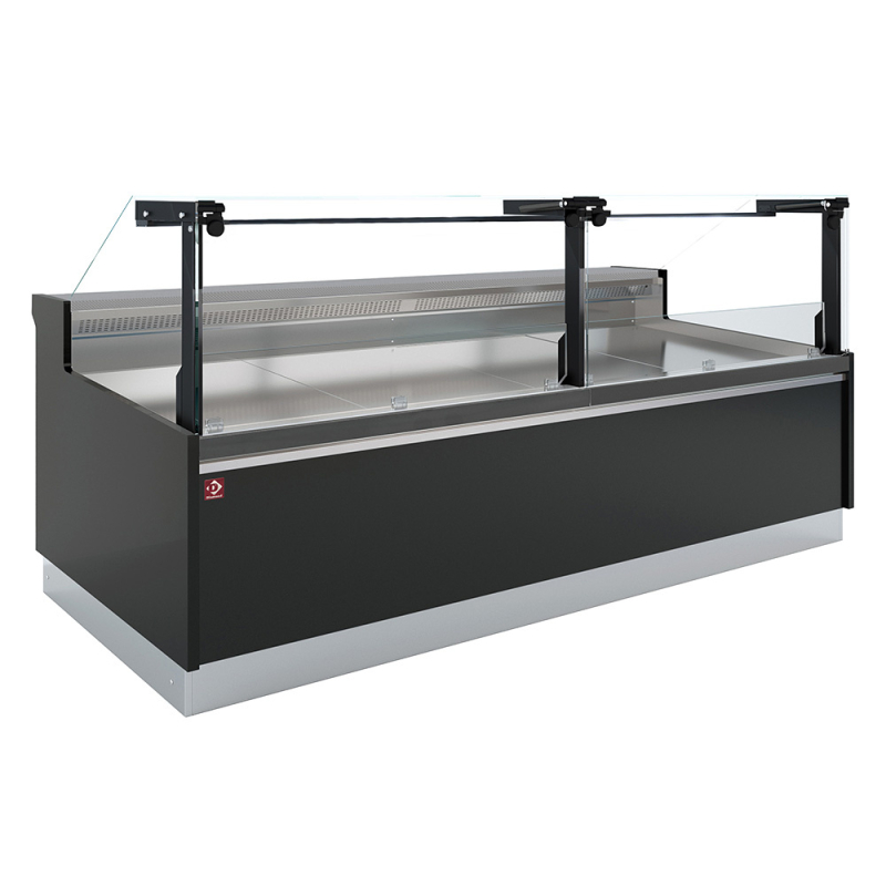 Gekoelde toonbank, met reserve, verticale ruit 90&deg; met zuigerheffen - FULL BLACK - Diamond - DPT17-V5