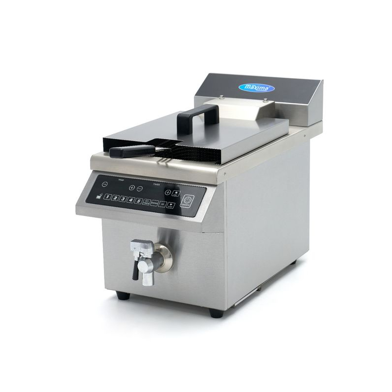 Friteuse - 8 L - 1 mand - inductie - heftsysteem - met aftapkraan - Maxima - 09371450