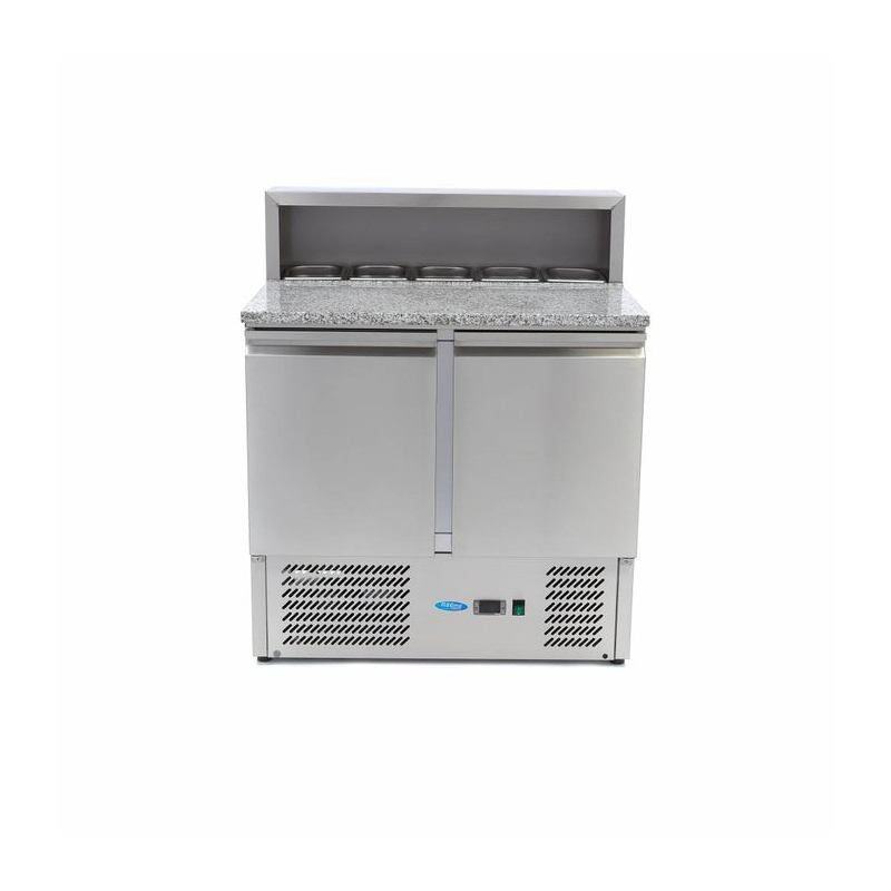 Pizzabereidingstafel 90 cm, 2 deuren, 5 x GN 1/6, roestvrij stalen deksel - Maxima - 09400200