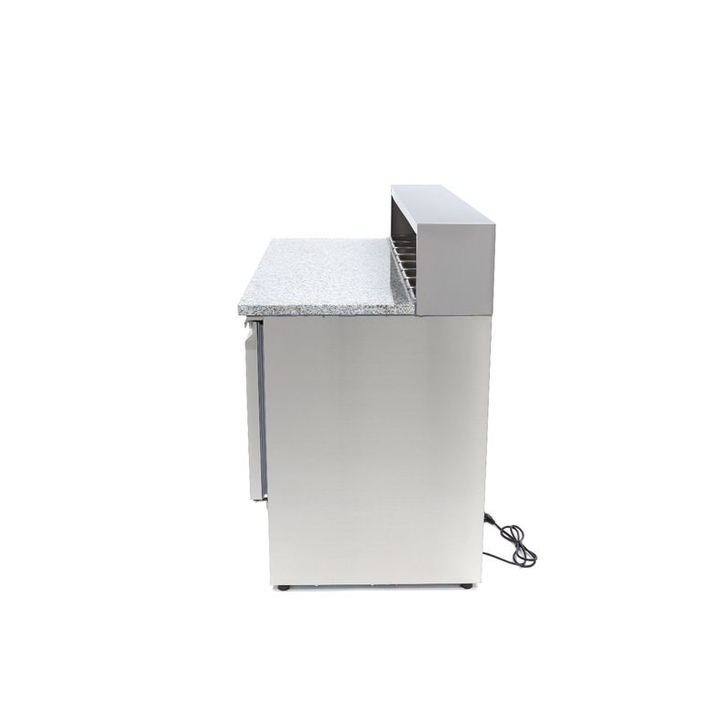 Pizzabereidingstafel 137 cm, 3 deuren, 8 x GN 1/6, roestvrij staal deksel - Maxima - 09400205