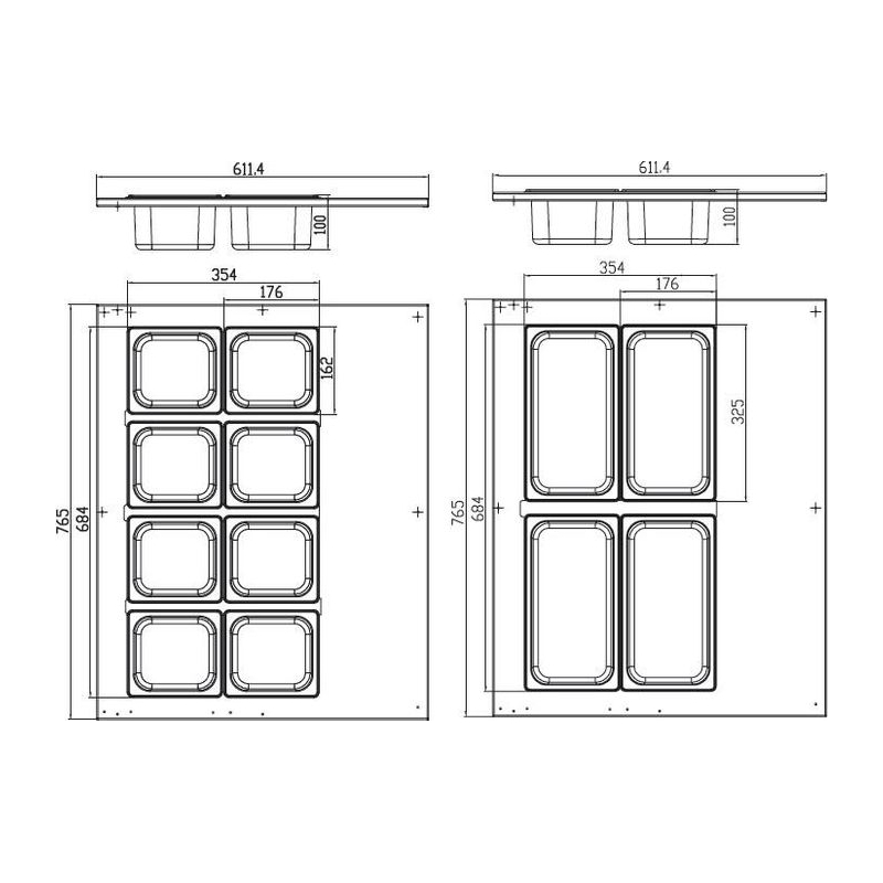 Saladette - 67 L - incl 8 x 1/6 GN - tafelmodel - Maxima - 09400870