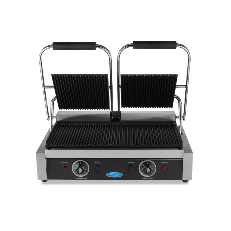Contactgrill - gegroefd - dubbele grillplaat - 2 x 22 cm - Maxima - 09300435