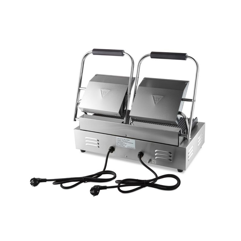 Contactgrill - gegroefd - dubbele grillplaat - 2 x 22 cm - Maxima - 09300435