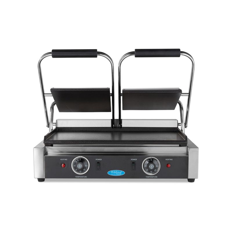 Contactgrill - glad - dubbelplatig grilloppervlak - 2 x 22 cm - Maxima - 09300437