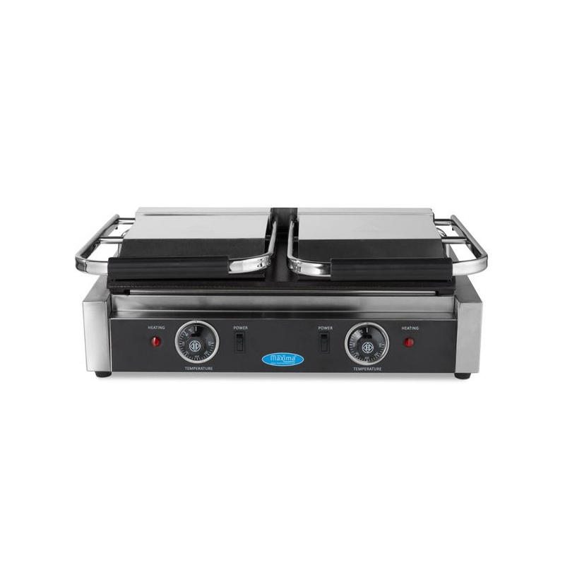Contactgrill - glad - dubbelplatig grilloppervlak - 2 x 22 cm - Maxima - 09300437