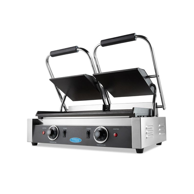 Contactgrill - glad - dubbelplatig grilloppervlak - 2 x 22 cm - Maxima - 09300437