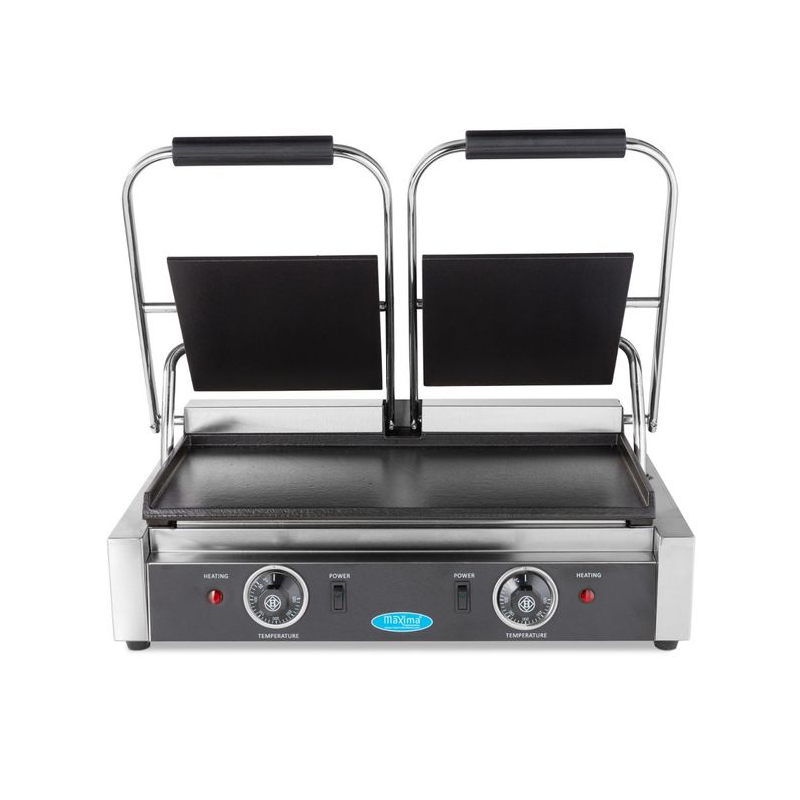 Contactgrill - glad - dubbelplatig grilloppervlak - 2 x 22 cm - Maxima - 09300437