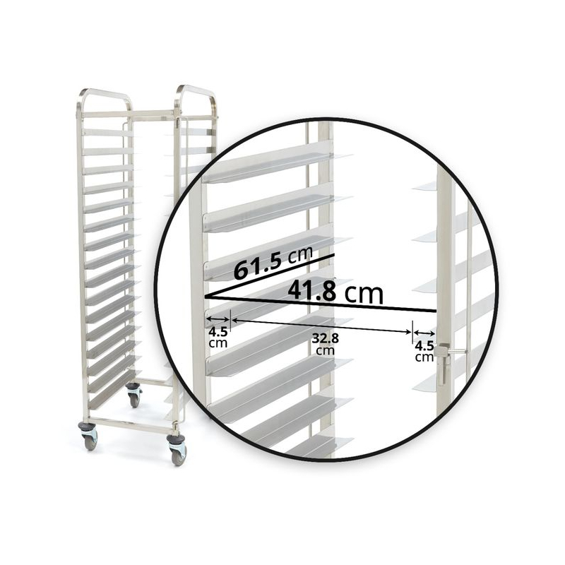 Dienblad trolley - bakkerij - past 16 dienbladen (60 x 40 cm) - excl. dienbladen - Maxima - 09300548