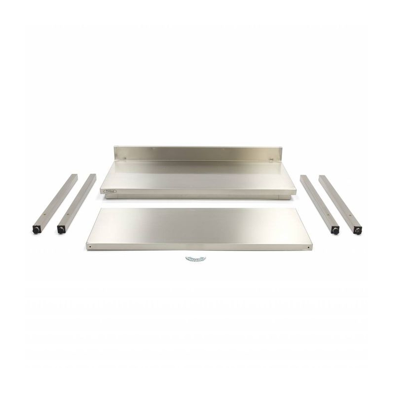 Roestvrijstalen werktafel - 100 x 70 cm - verstelbare hoogte - met achterkant - Maxima - 09364030