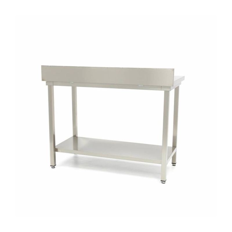 Roestvrijstalen werktafel - 100 x 70 cm - verstelbare hoogte - met achterkant - Maxima - 09364030