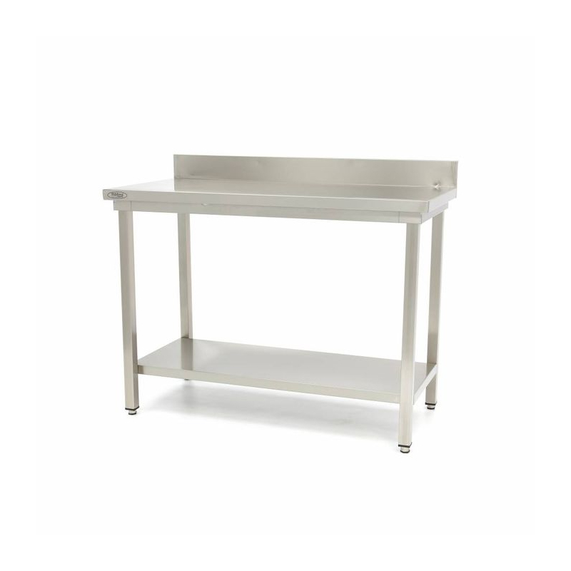 Roestvrij stalen werktafel - 120 x 70 cm - verstelbare hoogte - met achteraanzet - Maxima - 09364033
