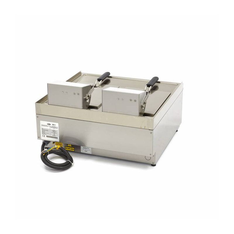 Friteuse - 2 x 10 L - 2 manden - met afvoerkraan - 400V - Maxima - 09391650
