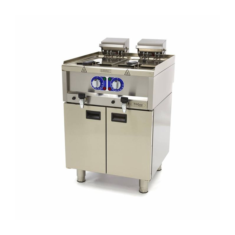 Friteuse - 2 x 10 L - 2 manden - met afvoerkraan - 400V - Maxima - 09391650
