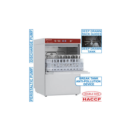 Glazenwasser met vierkante korf 400x400 mm met antiverontreinigingsinrichting type AB (Break Tank) - D281/6B - Diamant