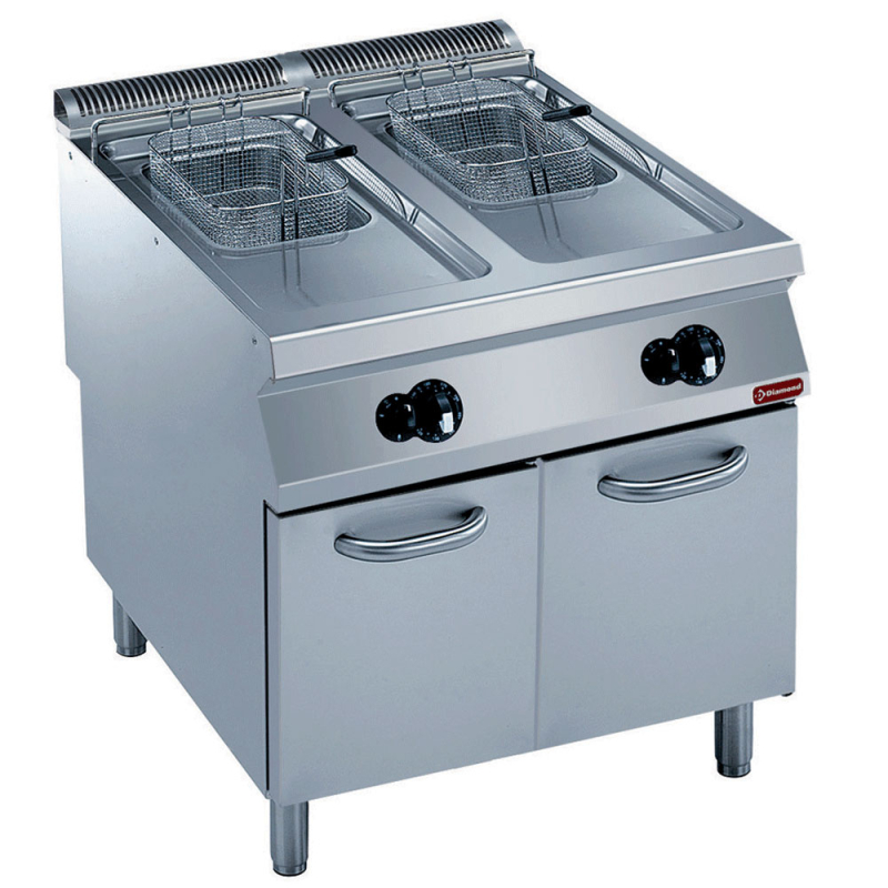2-vats gas friteuse "Y" 15 liter, externe branders, op kast - Diamond G22/F30A8-N