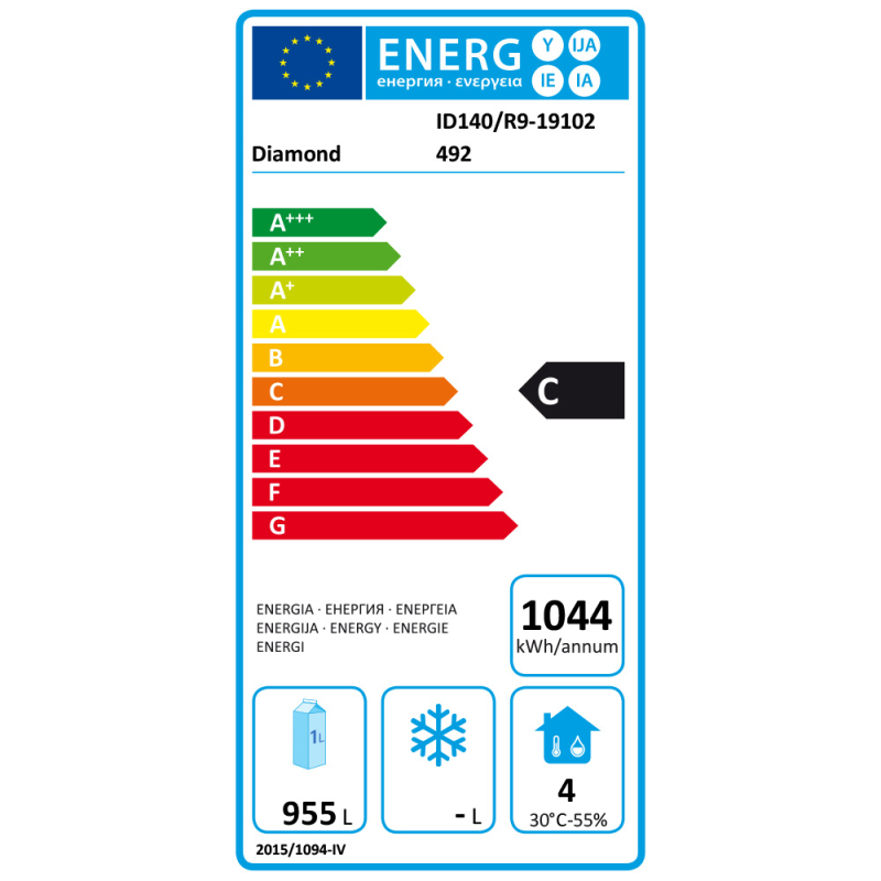 Gekoelde kast met ventilatie 1400 L 2 deuren GN 2/1, op wielen - Diamond - ID140/R9
