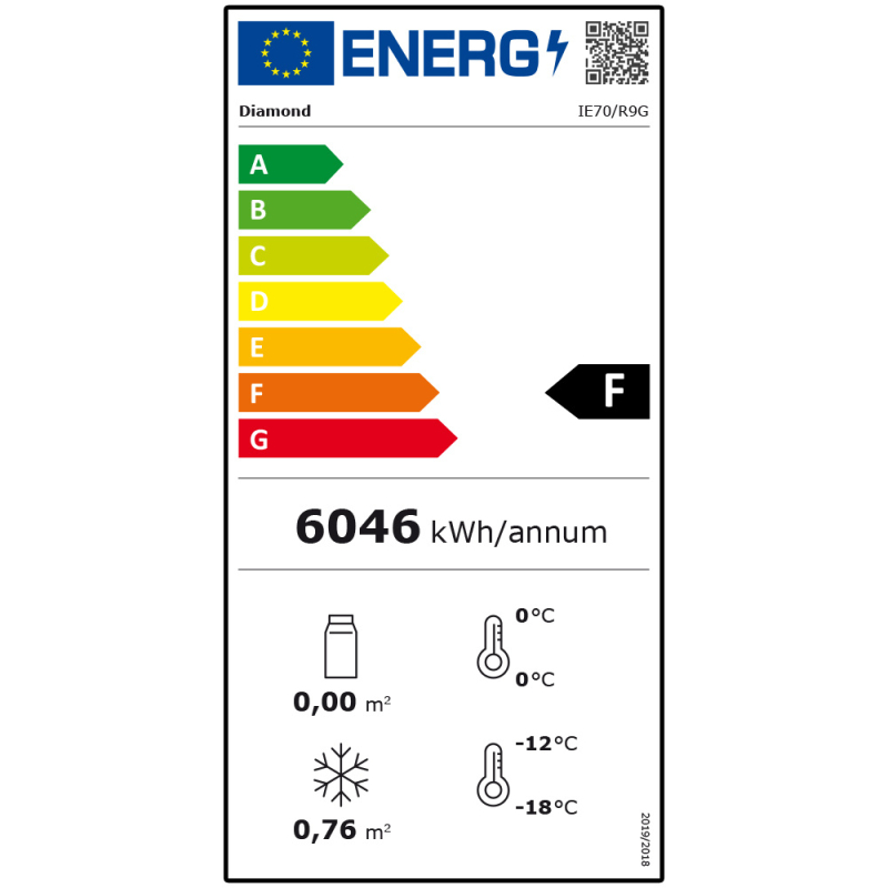 Diepvriezer 700 L met glazen deur GN 2/1 op wielen - Diamond - IE70/R9G