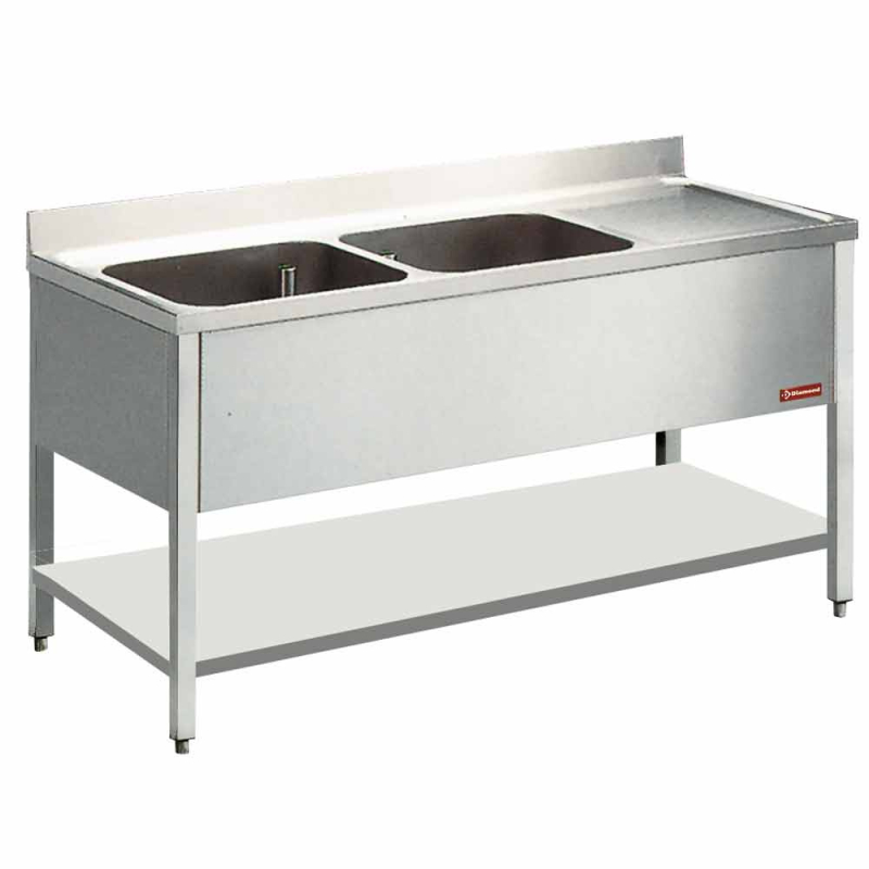 Wasbak 2 bakken en 1 afdruipgedeelte - Diamond - L1421D-D