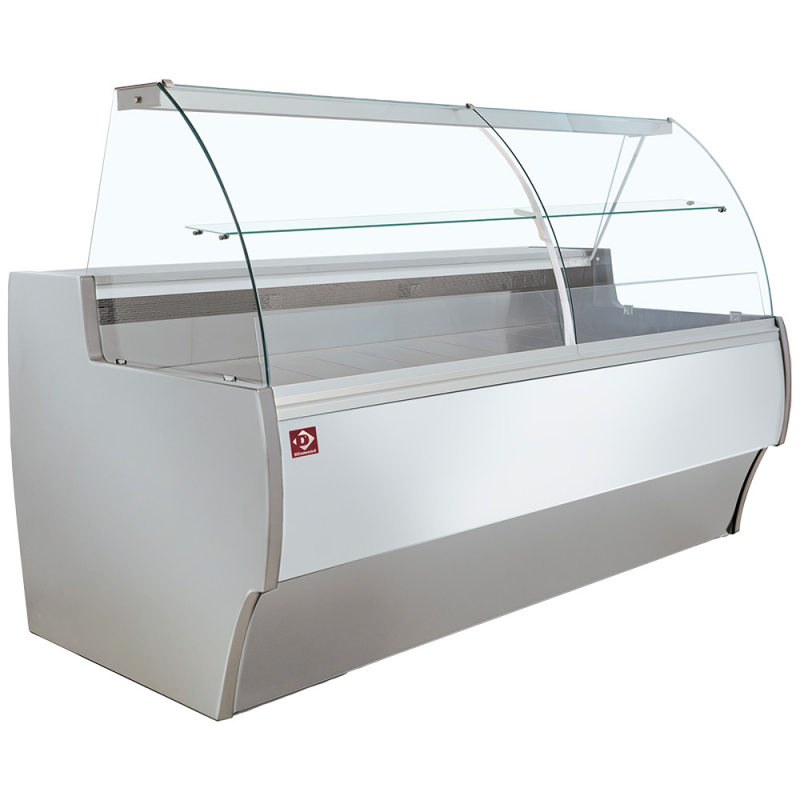 Gekoelde toonbank met gewelfde glasruit, ventilatie, met reserve - GRIJS/WIT - Diamond - MA25/E8-R2V