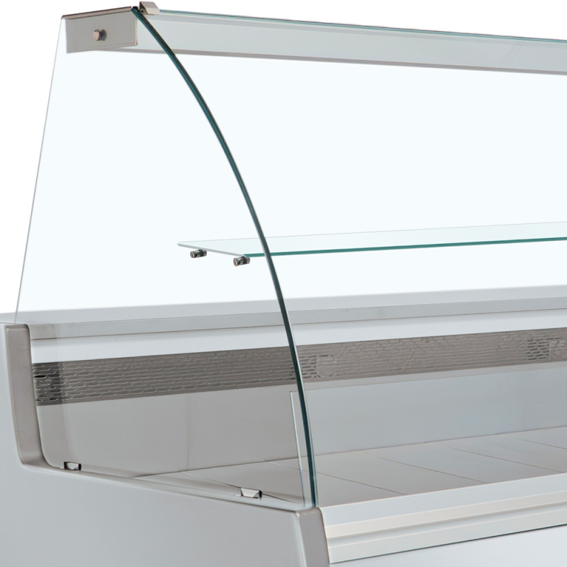 Gekoelde toonbank met gewelfde glasruit, ventilatie, met reserve - GRIJS/WIT - Diamond - MA25/E8-R2V