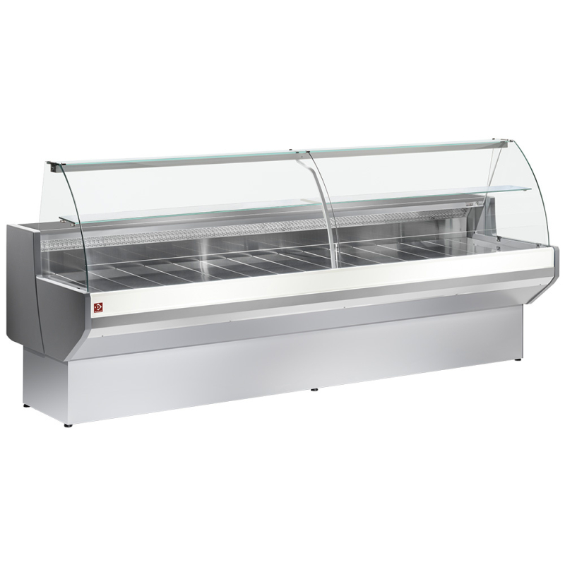 Gekoelde vitrinebank met gebogen ruit, geventileerd, met reserve - GRIJS/WIT - Diamond - ML30/E8-VV/R2