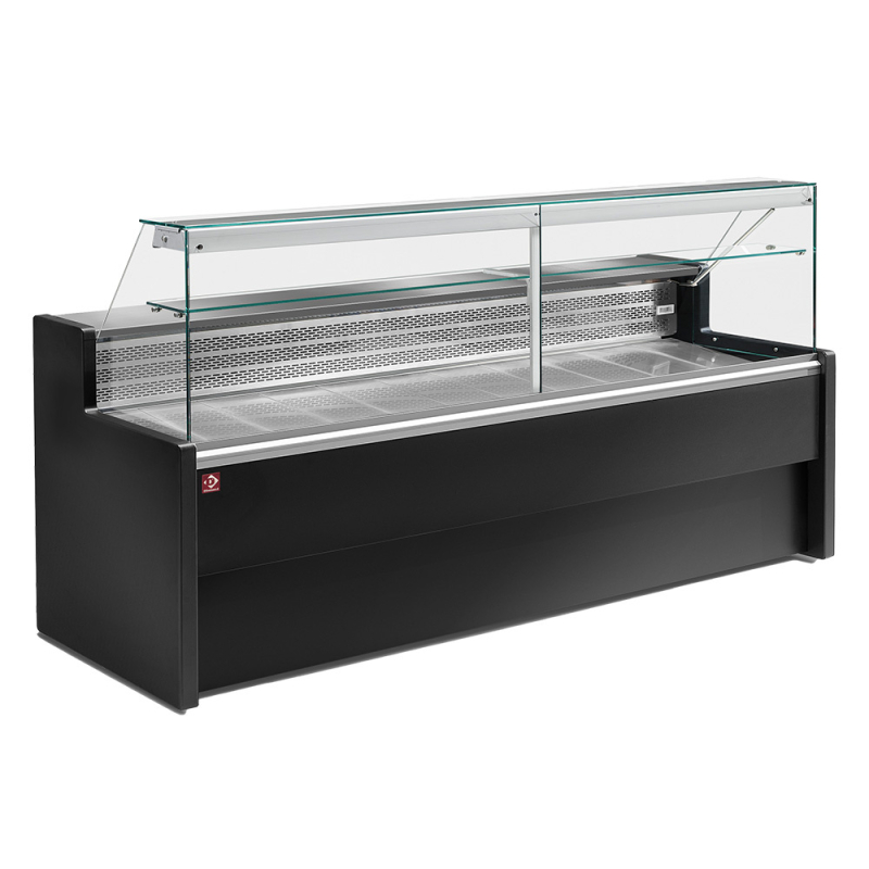 Comptoirs vitrine r&eacute;frig&eacute;r&eacute;s &agrave; vitre droite 90&deg;, avec r&eacute;serve - NOIR - Diamond - RO20/B5-R2