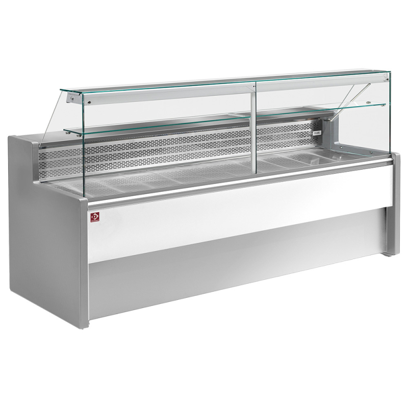 Gekoelde toonbankvitrine met recht glas 90&deg;, met reserve - GRIJS/WIT - Diamond - RO20/E8-R2