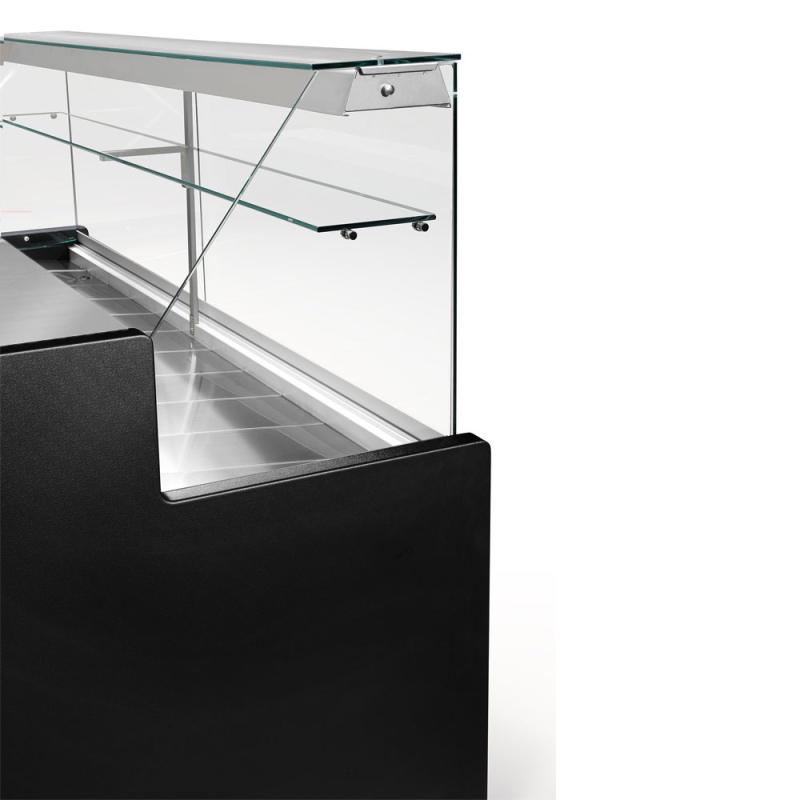 Comptoirs vitrine r&eacute;frig&eacute;r&eacute;s &agrave; vitre droite 90&deg;, avec r&eacute;serve - NOIR - Diamond - RO30/B5-R2