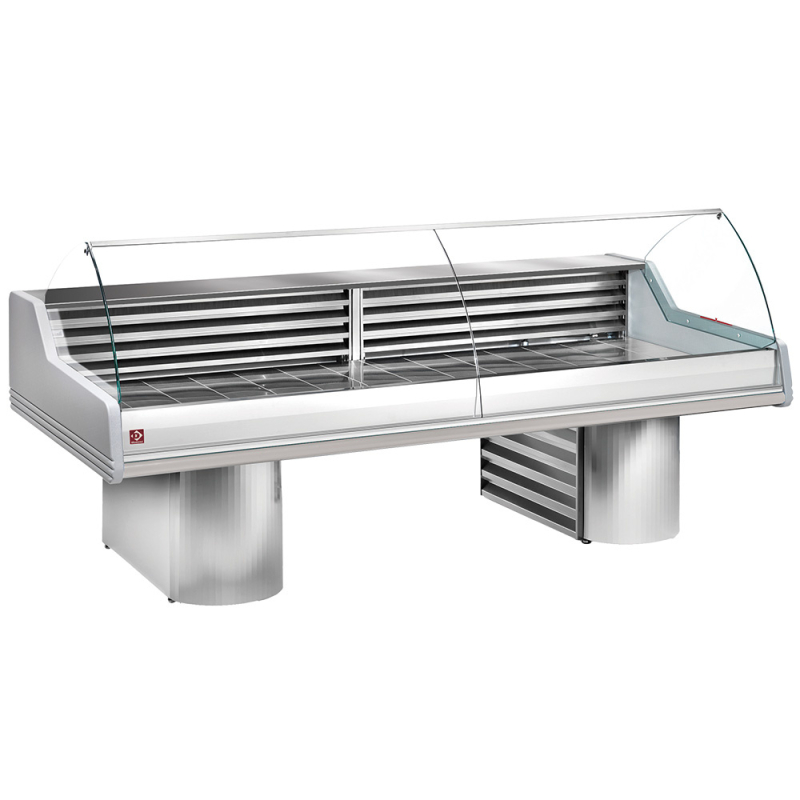 Gekoelde toonbank met gebogen glasruit, op voetstukken - Diamond - SG35B/A1-R2