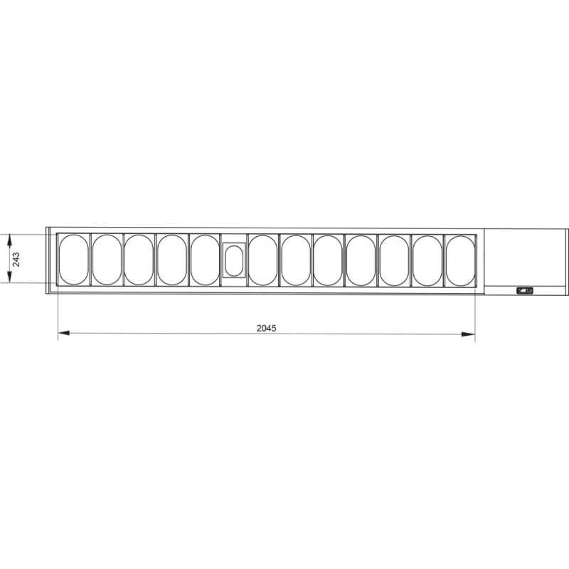 Gekoelde structuur GN 12x1/4, 1x1/9, met recht glas - Diamond - SX249G/PP9