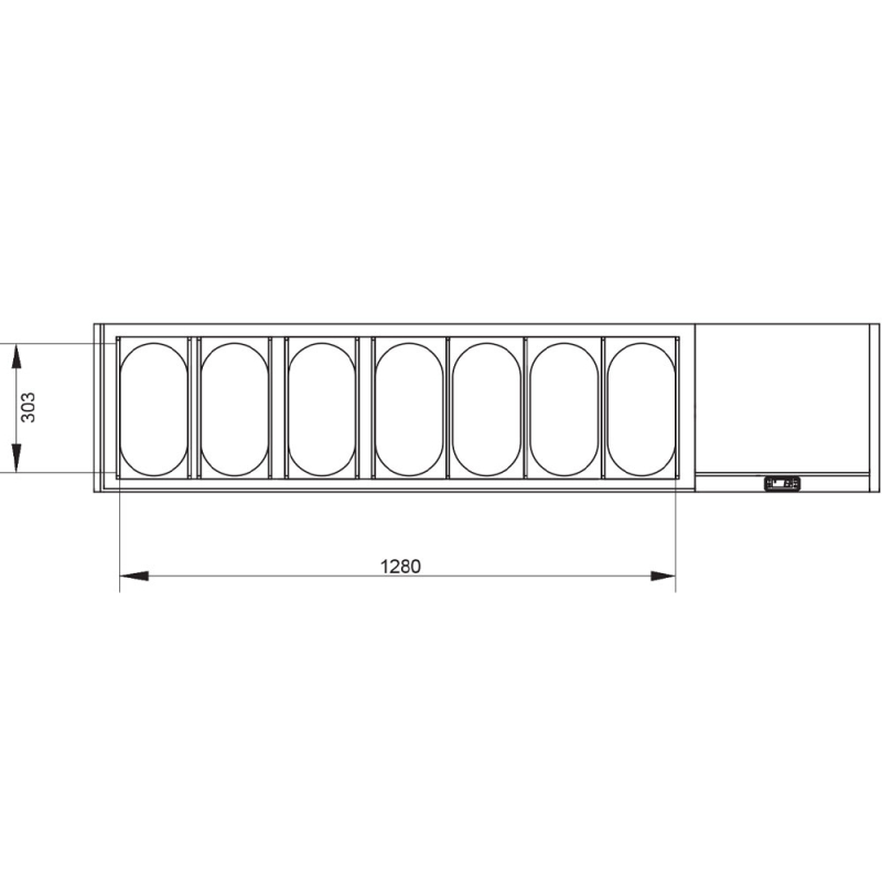 Gekoelde structure GN 7x1/3, met deksel - Diamond - SY175G/CP9