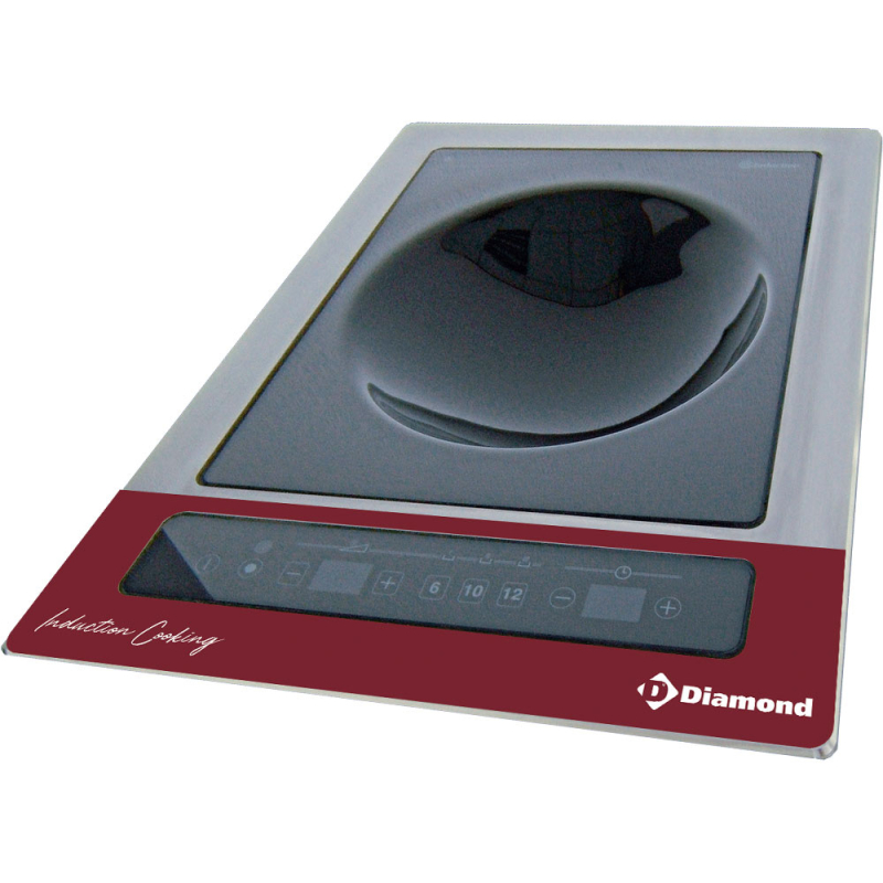 Inductie kookplaat "wok-inbouw" 6 kW-TRI, aanraaktoetsen - Diamond - WOKI-60IP/TR-SH/R