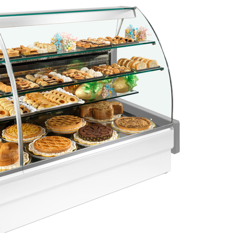 Gekoelde displaytoonbank, statisch, laden via laden, zonder reserve - GRIJS/WIT - Diamond - VE29/E8-R2P