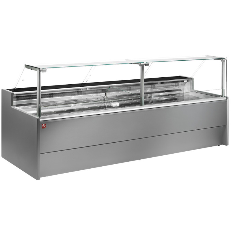 Gekoelde toonbankvitrines met rechte glasruit 90&deg; op zuigers, geventileerd, met reserve - GRIJS - Diamond - VZ15/G8-VR2